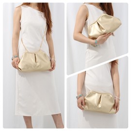 Syrads Soft PU Leather Clutch Purses for Women Formal Evening Bag Elegant Handbag,Gold