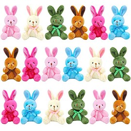 Elcoho Paquete de 18 juguetes de peluche de Pascua con forma de conejitos de peluche, cestas de Pascua, regalo de Pascua, animales