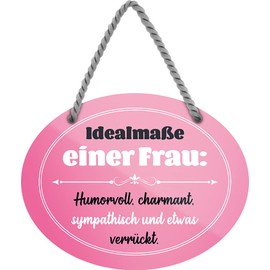 schilderkreis24 Tin Sign Funny Saying "Ideal Dimensions of a Woman" Decorative Gift Idea Man Woman 18 x 14 cm