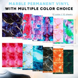 Tintnut Vinyl Film Plotter, 12 Pack 30 cm x 25 cm Marble Plotter Film Vinyl with 2 Transfer Film Plotter for Cricut, and Other Plotters