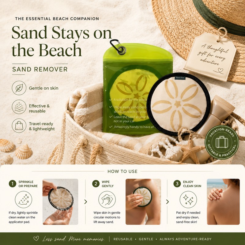 Beach Sand Remover Powder for Travel – Talc-Free Fragrance Pouch