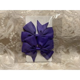 Unbranded Deep Purple Hair Bow Clips Grosgrain Ribbon Pinwheel Bow Girl Hair Barrette Set