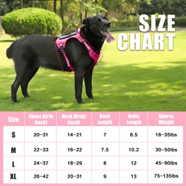 Bolux Tactical Dog Harness for Large Dogs,No Pull Adjustable Pet Dog Harness，Reflective K9 Working Training Easy Control Pet Vest Military Service Dog Harnesses (Fuchsia, Small (Pack of 1))