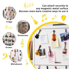 10 Pcs Guitar Fridge Magnets, Music Refrigerator Magnets Set, Mini Guitar Decor Magnetic Decorations for Refrigerator Locker Whiteboard, Cool Music Room Decor Accessories, Random Styles & Colors