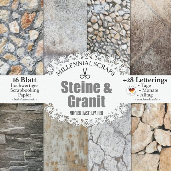 Steine & Granit Muster Bastelpapier: Grau /Beige I Scrapbooking Papier
