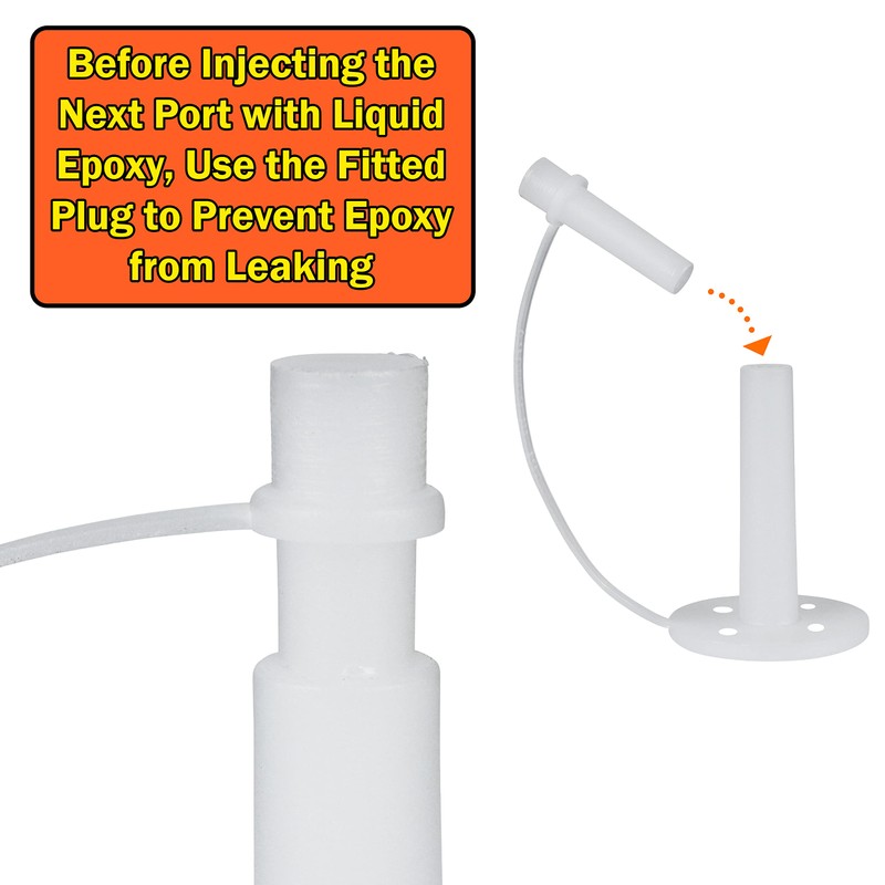 Polygem LCR Injection Ports for Concrete Repair, 7-Pack with Attached