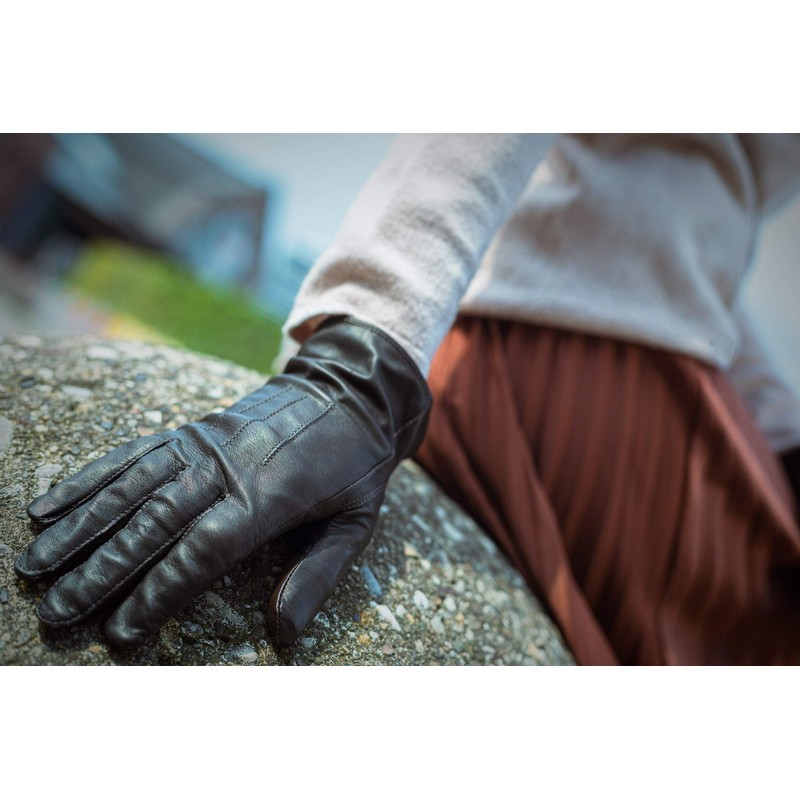 EEM Ladies Soft Italian Leather Gloves Soft Fleece Lined Three