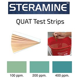 EDWARDS-COUNCILOR Steramine Quat Sanitizer Test Strips, 30 x QT-10 Test Strips to Measure 0-400 PPM, 2 x Envelopes, 15 Litmus Paper Each, Quat Test Strips for Testing Sanitizing Solution for Hotels, Bar & Restaurants