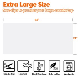 Extra Large Silicone Mat, 84”x24” Heat Resistant Mats for Countertop, Cuttable Waterproof Kitchen Counter Mat, Multipurpose Countertop Protector Mat, Silicone Mats for Kitchen Counter (Translucent)