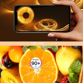 24 V COB LED Strip 10 m, Flexible CRI 90+ Warm White 3000 K Waterproof LED Strip High Brightness 6800 lm LED Strip Light for Cabinet Bedroom Kitchen Office DIY Lighting Projects