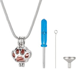 NBEADS Pet Cremation Jewelry for Ashes, Paw Print Memorial Locket Urn Necklace Pendant Stainless Steel Urn Necklace Ashes Jewelry Making Kits with Filling Kits for Dog Cats Pet Ashes Keepsake