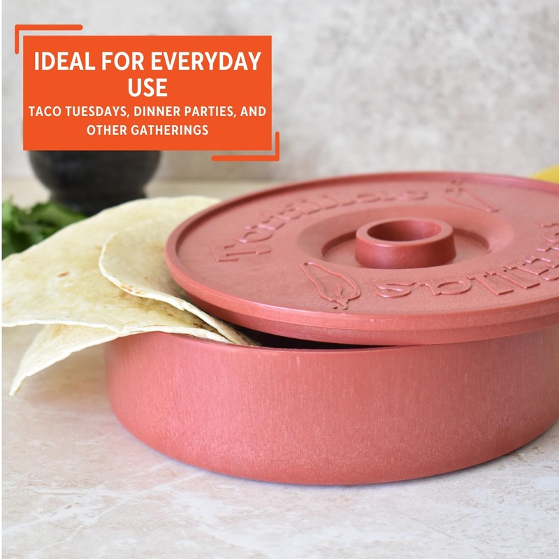 IMUSA Traditional Microwave Safe 8.5" Terracota Tortilla Warmer, Light Brown