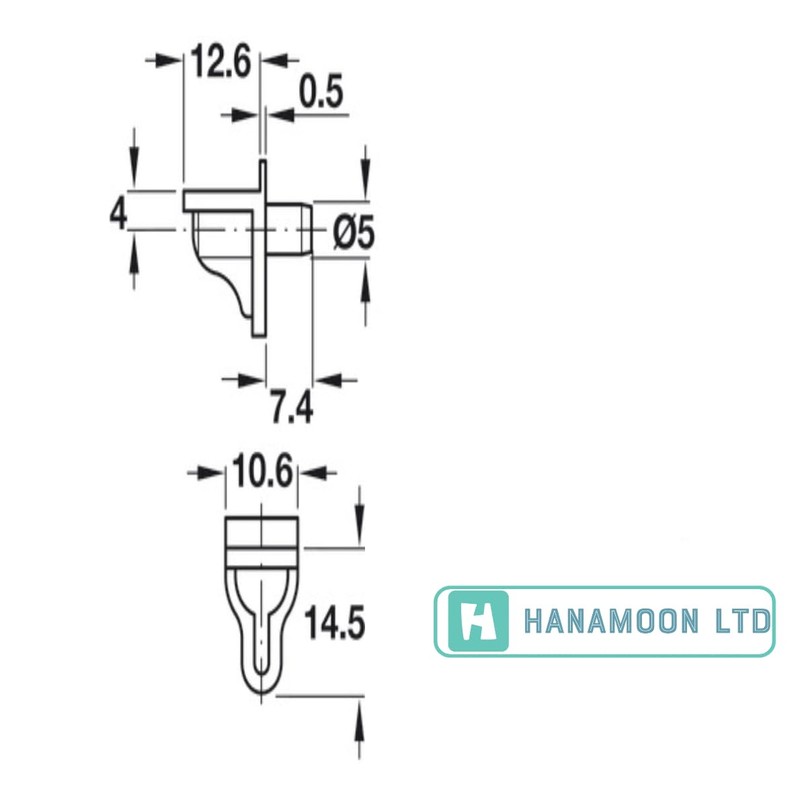 Pack of 12 Shelf Support Pegs - 5mm Clear Plastic