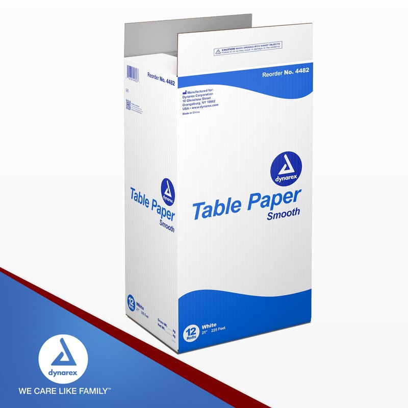 Dynarex White Smooth Table Paper - Box of 12 Roll