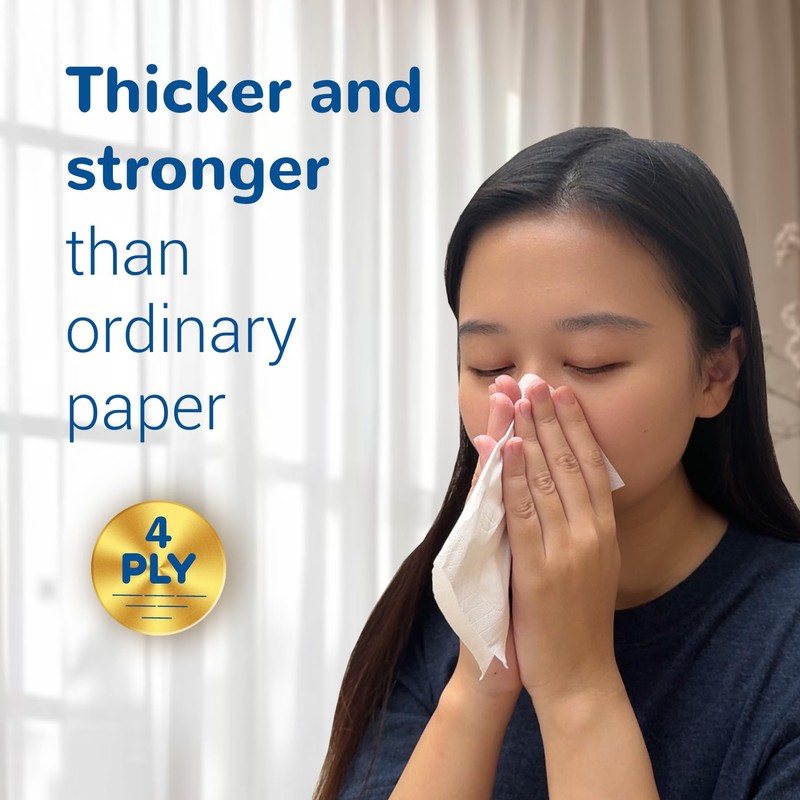 Zhro 4-Ply Premium Facial Tissues, 40 Large Packs (5.6x3.6x2.7") -