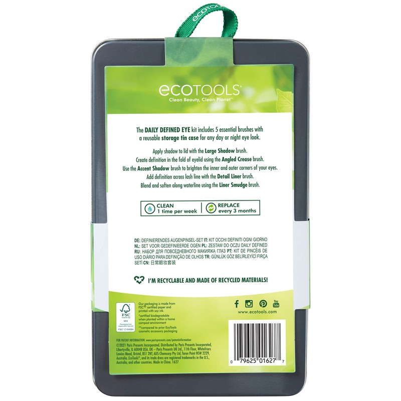 EcoTools Daily Defined Eye Makeup Brush Kit, Travel Friendly, Versatile