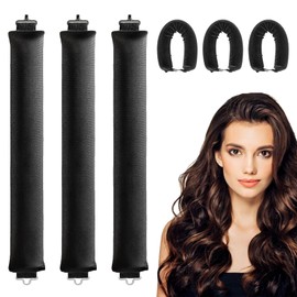 Heatless Overnight Blowout Rods 3 Pack Heatless Curling Rod, Jumbo Flexi Rods for Hair, Heatless Rods, Blow out Rods - No Heat Curls to Sleep for Curl Rods, Women Long Hair Styling Tools, Black