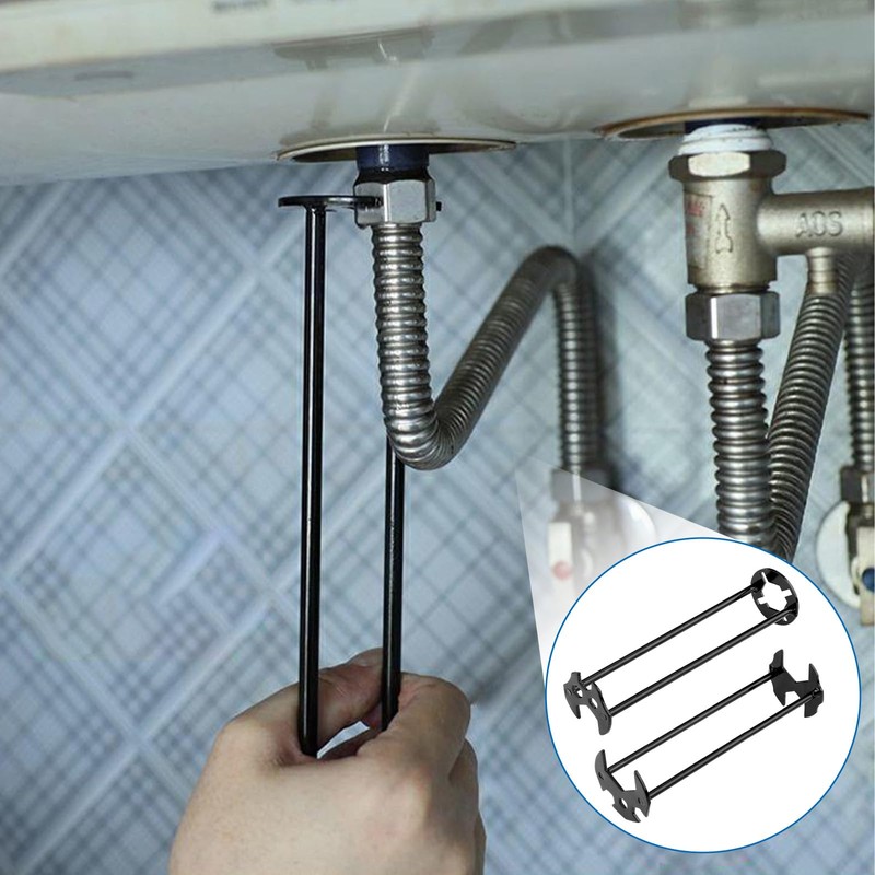 Huakaile 2 Pieces Multifunctional Sink Wrench Faucet Tool, Faucet Wrench