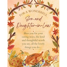 For A Wonderful Son and Daughter-in-Law Happy Thanksgiving Greeting Card - Bless You Both