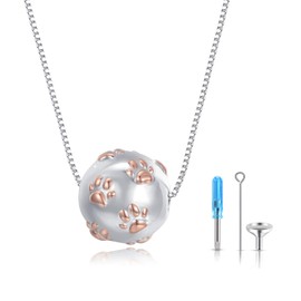 PARYFO Urn Necklace for Ashes 925 Sterling Silver Dog Paw/Hummingbird/Drop Urn Pendant Chain Ash Keepsake Cremation Jewellery, Sterling Silver, Sterling Silver