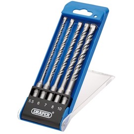 Draper 5pcs SDS Plus Drill Bit Set - 09105 - Tungsten Carbide Tip, Double Flute, for Concrete, Masonry, Brick, Stone, Granite