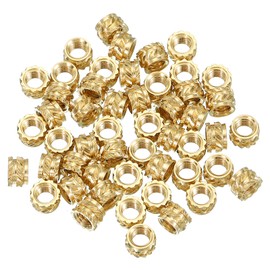 PATIKIL M4 Threaded Inserts M4x4x6mm, 50 Pcs Brass Heat Set Insert Female Threaded Inserts Metric Knurled Nuts Embedment Nut for Plastic and 3D Printing Components, Gold
