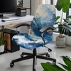 Fiqyvagox Marble Print Blue White Golden All-in-One Office Chair Cover