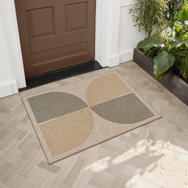 Lahome Rainbow Easy Jute Rug, 2x3 Entryway Rug Indoor Outdoor Front Door Mat, Farmhouse Neutral Non Slip Non Shedding Washable Kitchen Mats for Floor Foyer