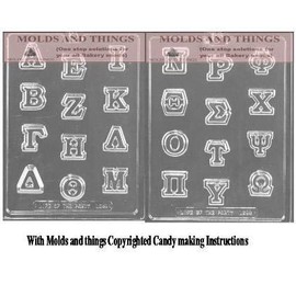 Greek Letters Chocolate Molds With Copyrighted Candy Making Instruction