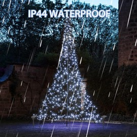 Dazzle Bright 4 Pack Solar String Lights Outdoor, Total 160FT 480LED Solar Powered Waterproof Fairy Lights 8 Modes, Silver Wire Lights for Christmas Patio Party Tree Yard Decoration (White)