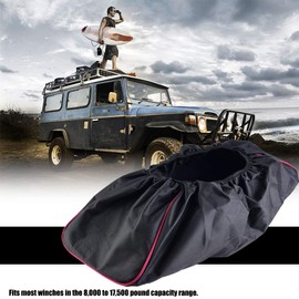 TKSE Waterproof Winch Cover, Black, Waterproof, Dust-free, Soft Winch Cover with a Capacity of 8,000 to 17,500 lbs for Trailer SUVs