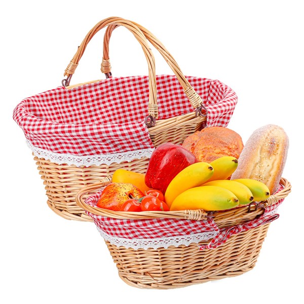 Geytetqi 2 Pack 14.2 & 12.6 Inch Natural Wicker Basket