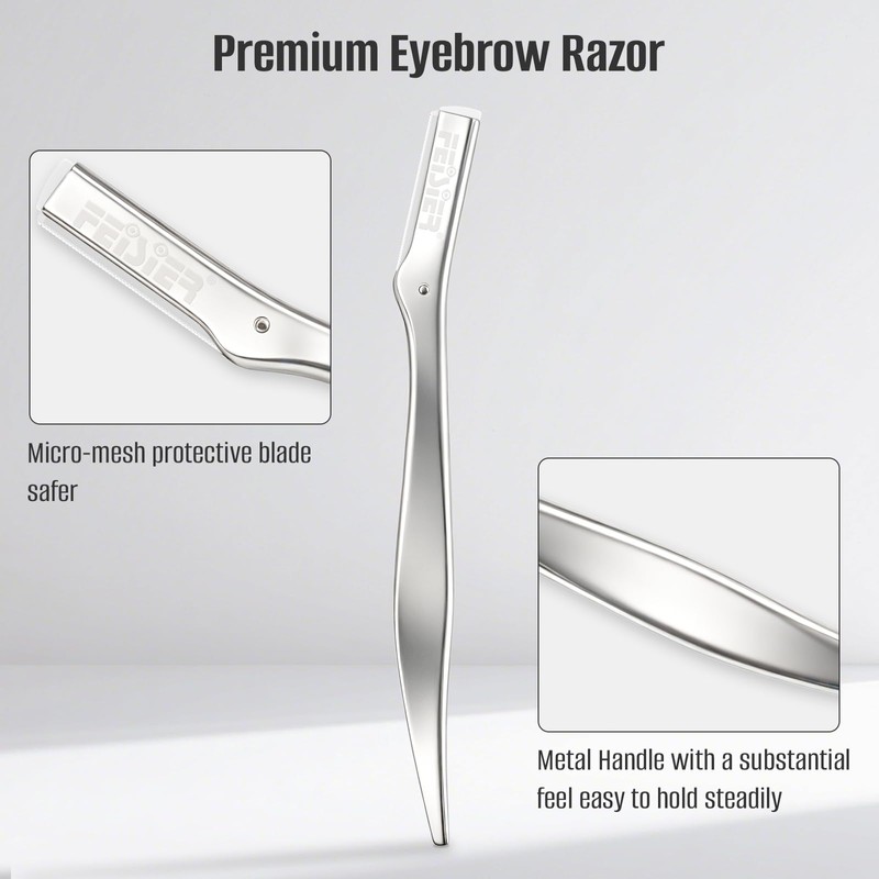 FEISIER Metal Eyebrow Razor, Professional Facial Razors for Women &