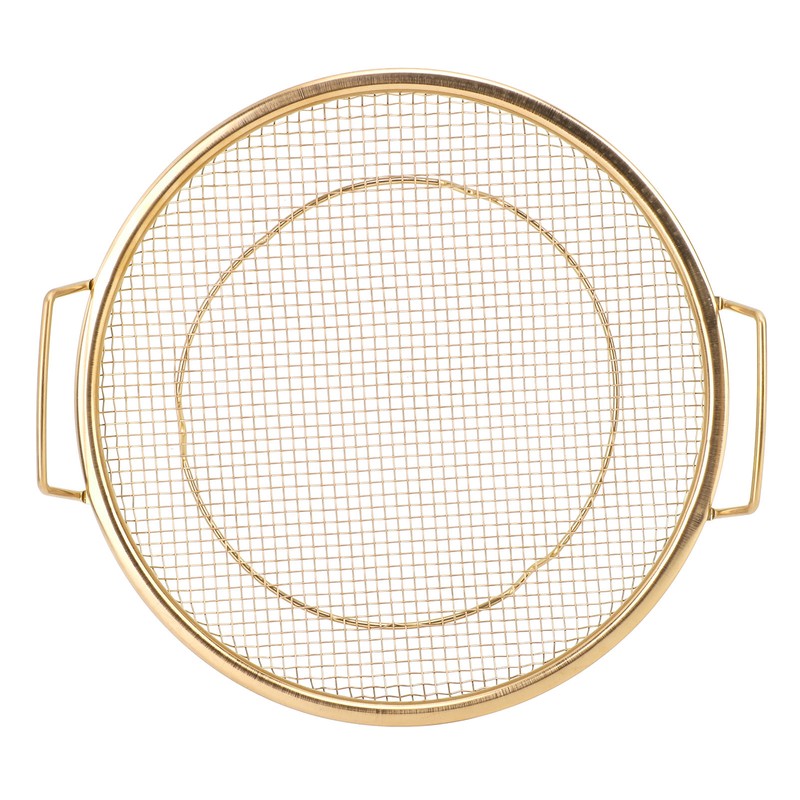 Stainless Steel Fruit Basket Double Handles Metal Mesh Drain Round
