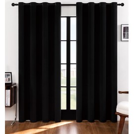 Rutterllow Blackout Curtains for Bedroom, Thermal Insulated Room Darkening Curtains 2 Panels for Living Room, Grommet Top (52x84 Inch, Black)