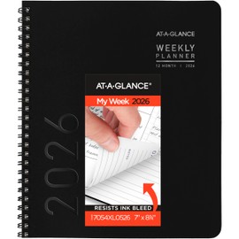 AT-A-GLANCE 2026 Planner, Weekly & Monthly, 7" x 8.75", Medium, Contemporary Lite, Black (7054XL0526)