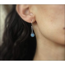 Aquamarine earrings for women, Sterling Silver 925 dangle earrings with blue stone, Dainty drop earrings, Unique silver earrings, March Birthstone, Vintage earrings, Rustic earrings