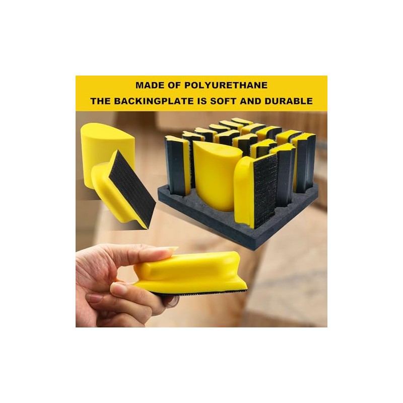 Hand Sanding Block Set of 16,Interchangeable Assorted Contoured Profile Sanding