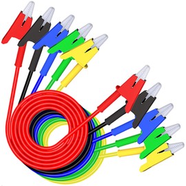 Greluma Pack of 5 Crocodile Clip Test Leads, Double-Sided Crocodile Wire Cable with Insulator Clips, Test Flexible Copper Cable for Electrical Tests, 3.3 ft / 1 m