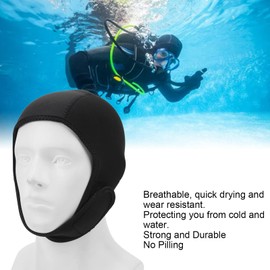 UPALDHOU Wetsuit Hood, Unisex Quick Drying Swim Hood Rubber Wetsuit Hood for Diving, Snorkeling, Surfing, Beach (Black)