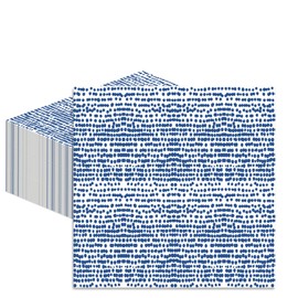 Stxy's Blue Cocktail Napkins Disposable 3-Ply Paper Party Napkin Pack, 5" x 5", Royal Navy Blue and White Napkins Cute Polka Dots, 60-Count