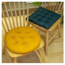 SHTGOI Seat Cushion Chair 40 x 40 cm Chair Cushion with Straps Seat Cushion Chair Cotton Thick Padding Quilted Cushion Floor Cushion for Indoor and Outdoor Chair Cushion as Chair Cushion Round Light