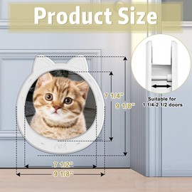 CAREMYWORLD Cat Door Interior Door - Snow White Clean Invisible, Large No-Flap Pet Door for Cats Up to 22 LBS, Easy DIY Setup, No Training