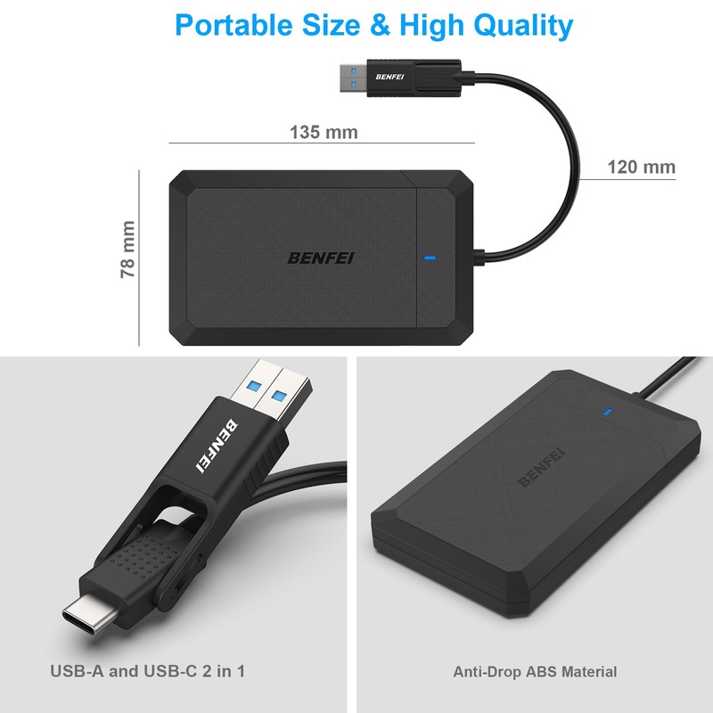 BENFEI 2.5 Inch SATA to USB Tool-Free External Hard Drive