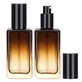 Segbeauty 2 Pack 100 ml Empty Refillable Glass Bottles,3.38oz Leakproof Pump Bottles Lotion Dispenser Bottle Travel Size Gradient Brown Lotion Container for Essential Oil Blends Cream