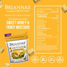 BRIANNAS - Crouton Variety Pack - Parmesan and Fine Herbs, Sweet Onion, and Honey Mustard Croutons - Baked-in Flavor, Crispy Croutons for Salads and More - 5 oz. Bags - 3 Pack