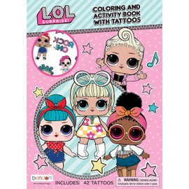 L.O.L. Surprise! 48-Page Color & Activity Book with Temporary Tattoos for Kids 45656 Bendon