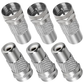 F Type to RCA Connector 6 Pack, RCA Female to F-Plug Coax Coaxial Male RF Video TV Adapter Coupler Converter for Atari 2600 TV/7800 Sega/Coleco/Commodore Game System