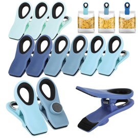 com-four® 12 x Sealing Clips for Bags - Bag Clips for Sealing and Keeping Fresh - Plastic Bag Clips - Sealing Clips with Small Magnet (12 Pieces - 4 Colours)