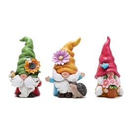 Hodao - Juego de 3 gnomos de primavera para decoración de gnomos de flores, gnomos de verano, cifras de gnomos de primavera para decoración de jardín al aire última intervensión, regalos de cumpleaños